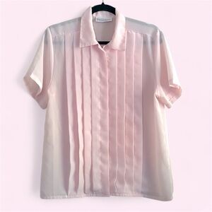 Christie & Jill | Vintage Short Sleeve Pink Pleated Blouse | Size 8